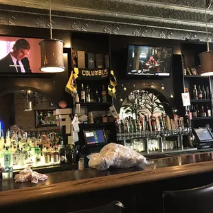 the bar and televisions