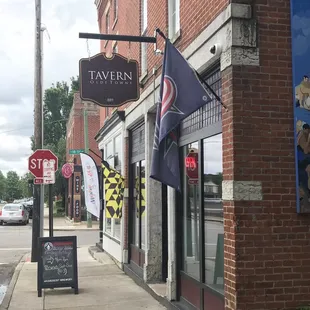 a sign for tavern