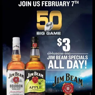 Come on down for $3 ALL DAY JB!! For #superbowlsunday at #Oldetownetav