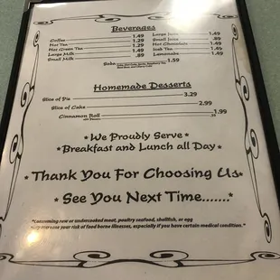 breakfast menu