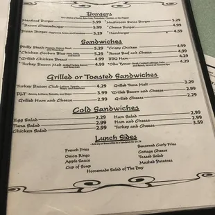 a menu on a table