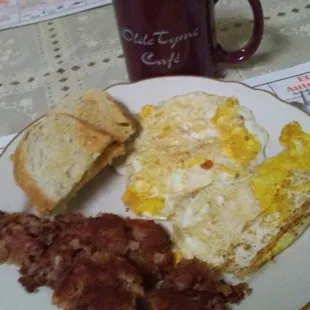Corned Beef Hash, Eggs, and Rye Toast . . .
