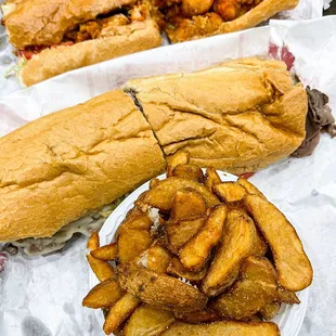 a sandwich and french fries