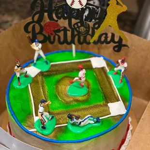 a birthday cake for a baseball player