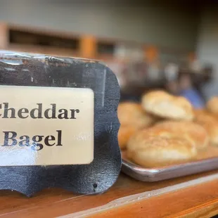 a sign on a shelf