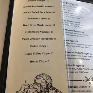 Appetizer menu