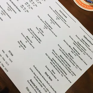 menu