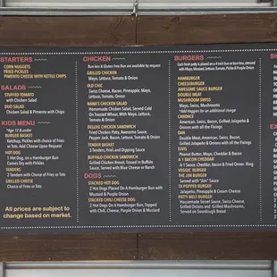 Finally a perfect menu on the wall plus regular hand held menus .