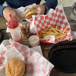 Burger and fries