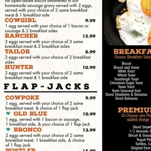 the breakfast menu
