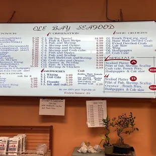 Restaurant menu