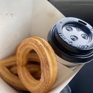 6 piece churro and dulce dipping sauce (we got creme on the side as well)