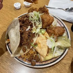 Baked chicken, tacos, Chicken Enchiladas