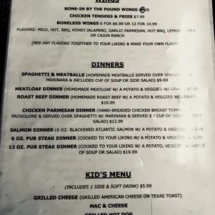 menu