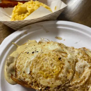 Biscuits and Gravy with an over easy egg on top