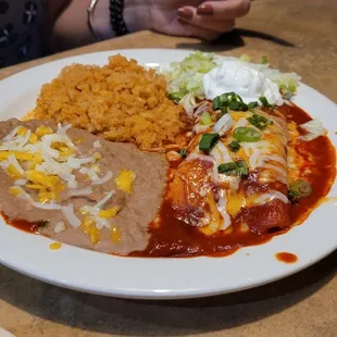 Chicken enchilada she was very impressed with the sauce.