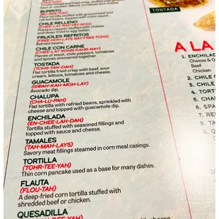 menu
