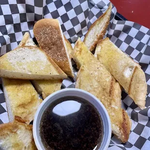 Kody Bread, toasted bread with piping hot Au Jus.