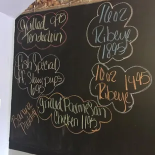 a blackboard with chalk writing on it