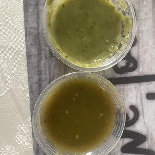 The lighter (top) one is DELICIOUS - the other sauce is too tangy