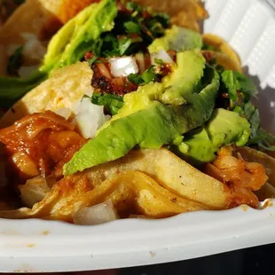 Vegan protein taco w/jackfruit ($3.65). Jackfruit is wet w/a slightly sweet marinade. Not great.