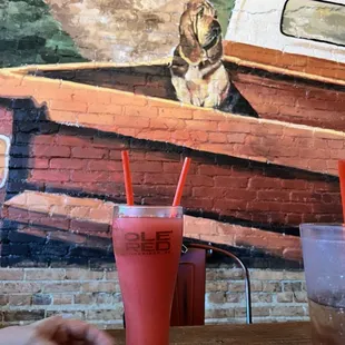 Ole Red cocktail in souvenir glass.