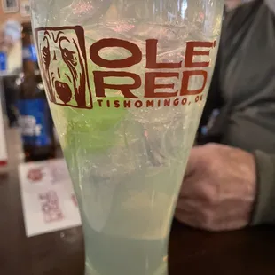 Margarita in its take home glass.