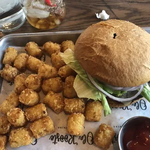 Traditional Cheeseburger and Tater Tots