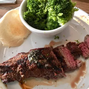 Medium rare sirloin cooked perfectly.