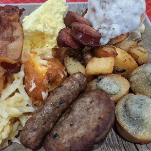 Sunday brunch buffet. Those mini blueberry muffins are the greatest ever.