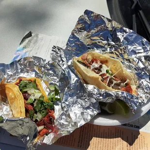 Al Pastor on Corn Tortilla &amp; Suizo on Flour Tortilla