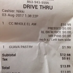 A great price for food.