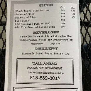 menu