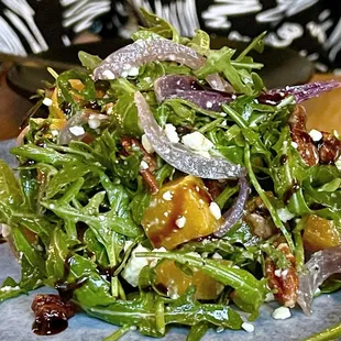 Beets - Feta, arugula, pecans, red onions, orange vinaigrette