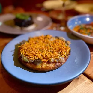 Potato &amp; Red Lentil Kubba with Swiss Chard, Pistachios, Eggplant Jam, Fried Carrots, healthy and yummy