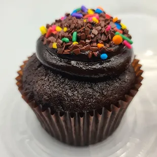 Salted caramel chocolate cupcake, part of Christmas Eve 2022 prime rib feast meal