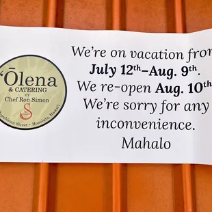 Just met Chef Ron.  Nice guy.  He'll be back on August 10, 2021.