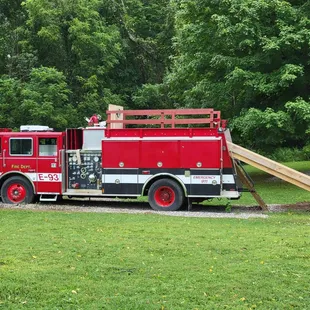 Fire truck with slide on playground