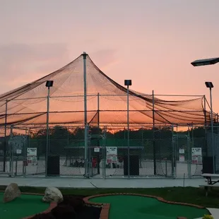 Sunset over the batting cages