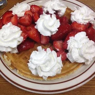 Waffle topped with Strawberries