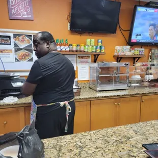 a man preparing food