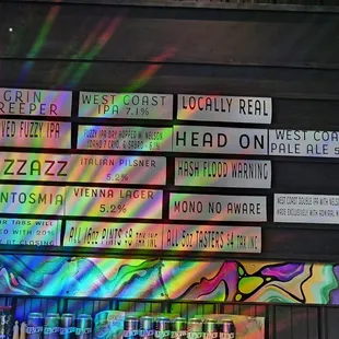 Beer menu