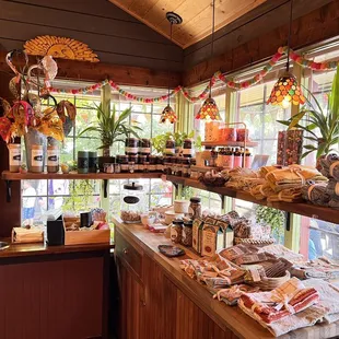 a view of a store filled with food