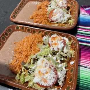Sopes plate with Rice and Beans