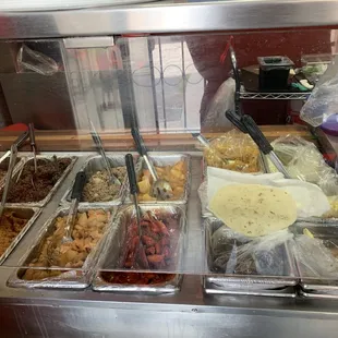 Taco fixings and freshly made corn and flour tortillas