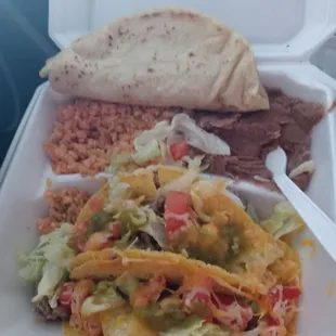 The Crispy Taco Plate with two corn tortillas!