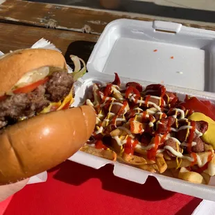 Burger and Salchipapa