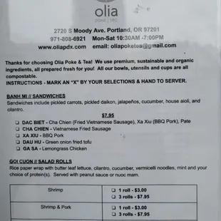 menu