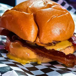 a bacon and cheese sandwich