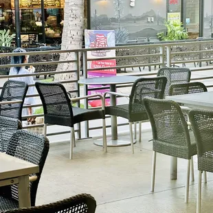 Outdoor seating to relax while you wait for your movie